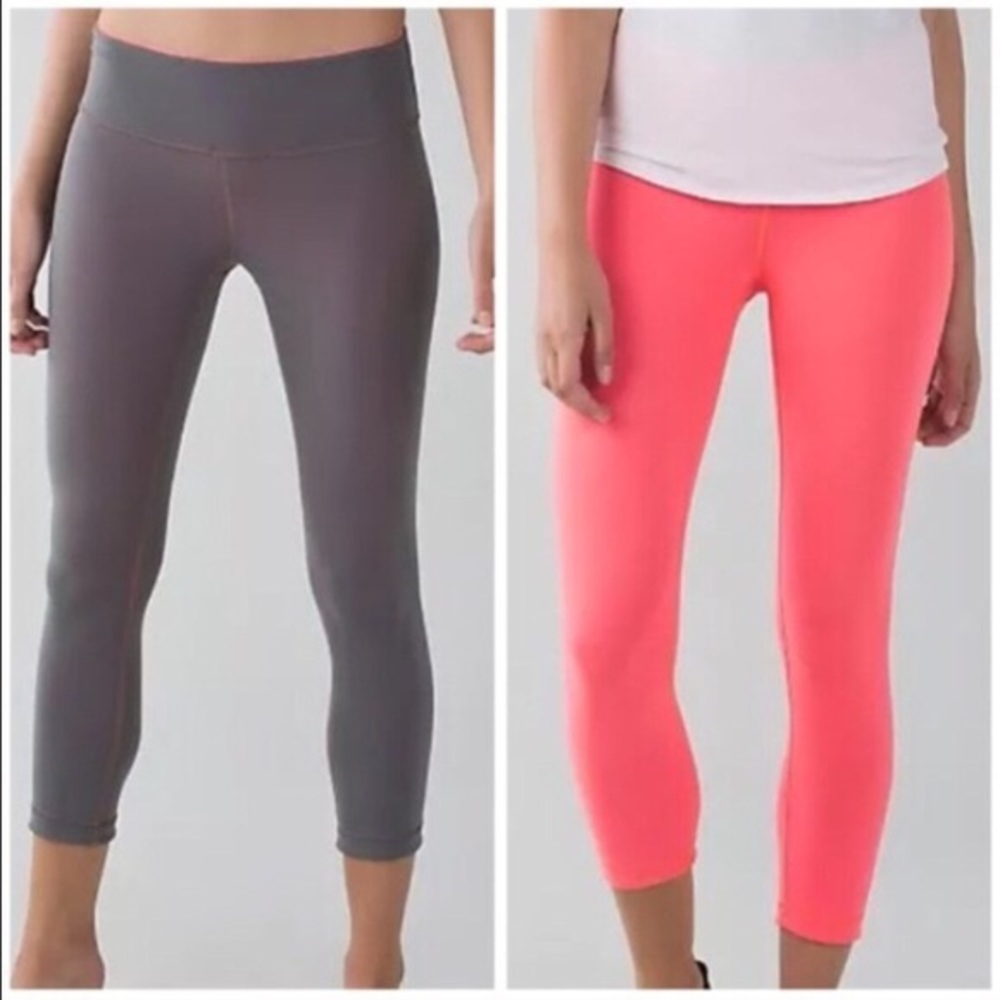 Lululemon wunder under crop, pink/gray size 2!